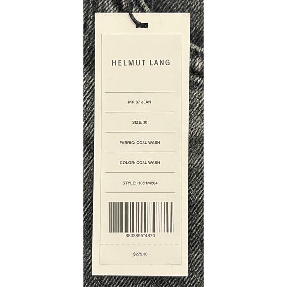 12-95 HELMUT LANG Men's Mr.87 Jeans Straight Coal Wash Black Size 30 - Picture 10 of 10